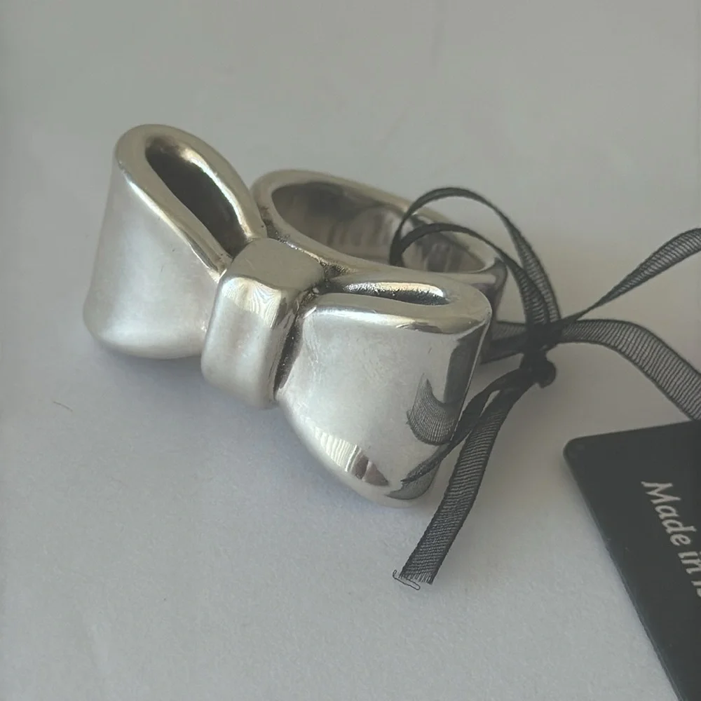 E&L Israel Sterling Silver Electroform Bow Ring Sz.9